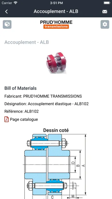 Captures d'écran de Prudhomme Transmissions CAD