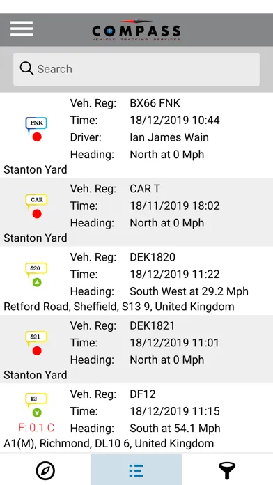 Compass Vehicle Tracking Screenshots