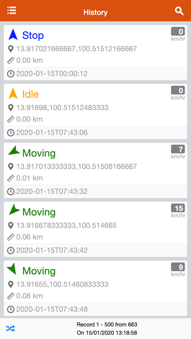 Ảnh chụp màn hình của Tracking touch