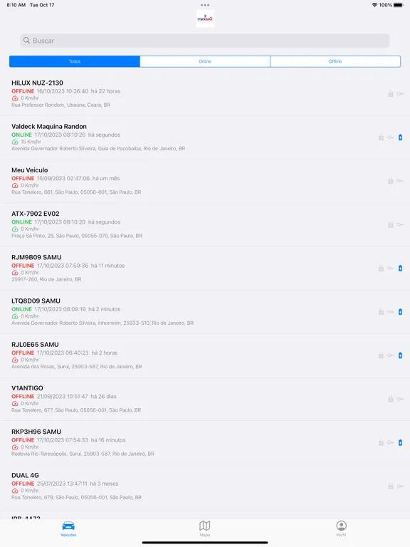 Tangkapan layar Trackmax V4 iPad 