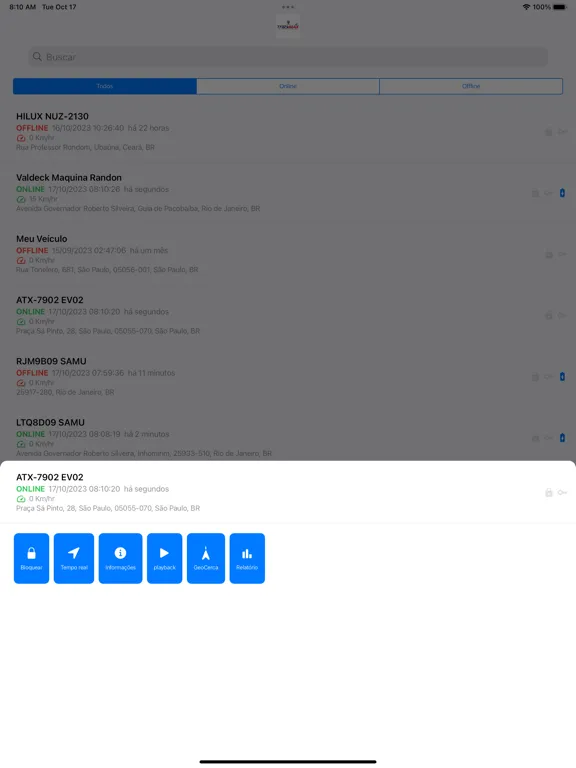Tangkapan layar Trackmax V4 iPad 