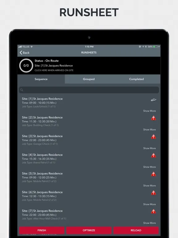 TrackTik Guard Tour iPad  Screenshots