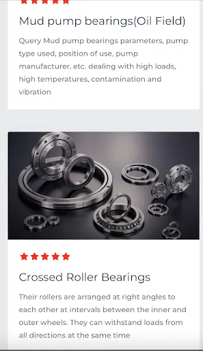 Capturas de tela do Tradebearings Bearings Enquiry