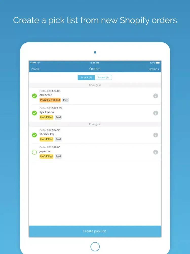 Captures d'écran de Pick Pack for Shopify iPad 