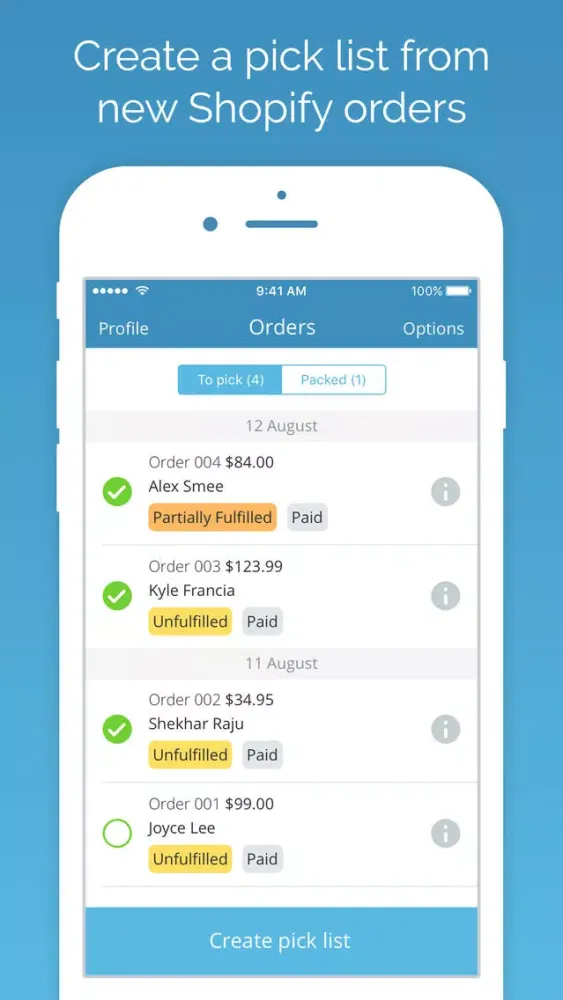 Captures d'écran de Pick Pack for Shopify