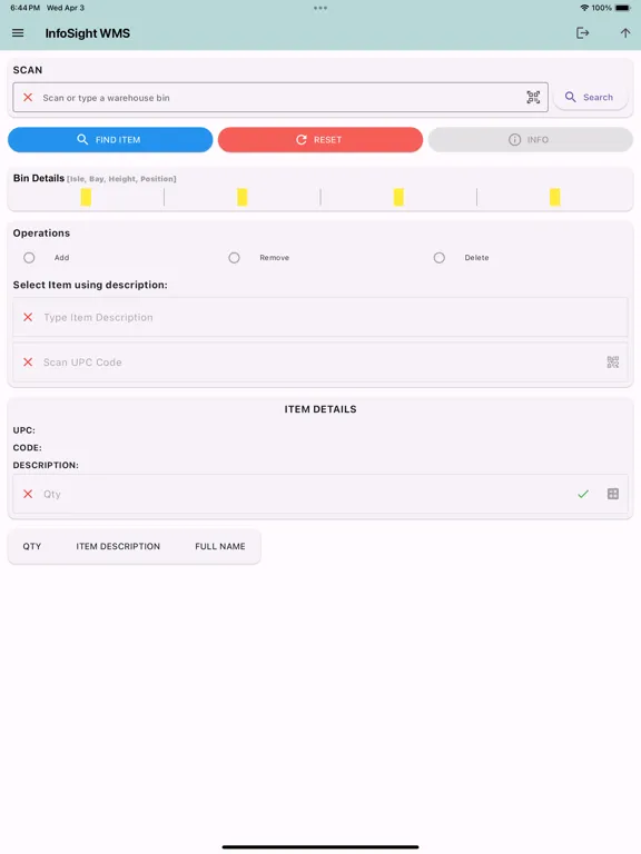 Tangkapan skrin Tradeline WMS iPad 