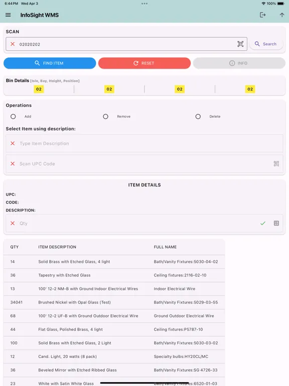 Tangkapan skrin Tradeline WMS iPad 
