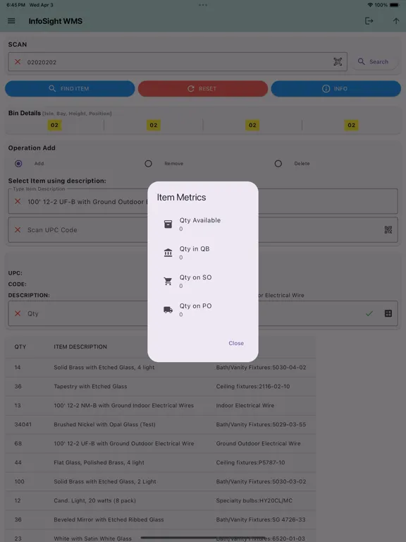 Tangkapan skrin Tradeline WMS iPad 