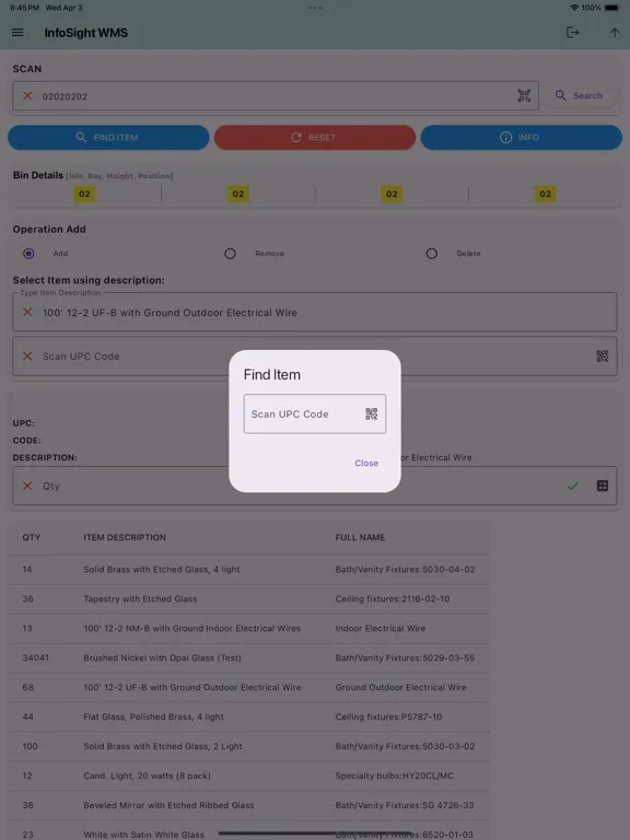 Tangkapan skrin Tradeline WMS iPad 