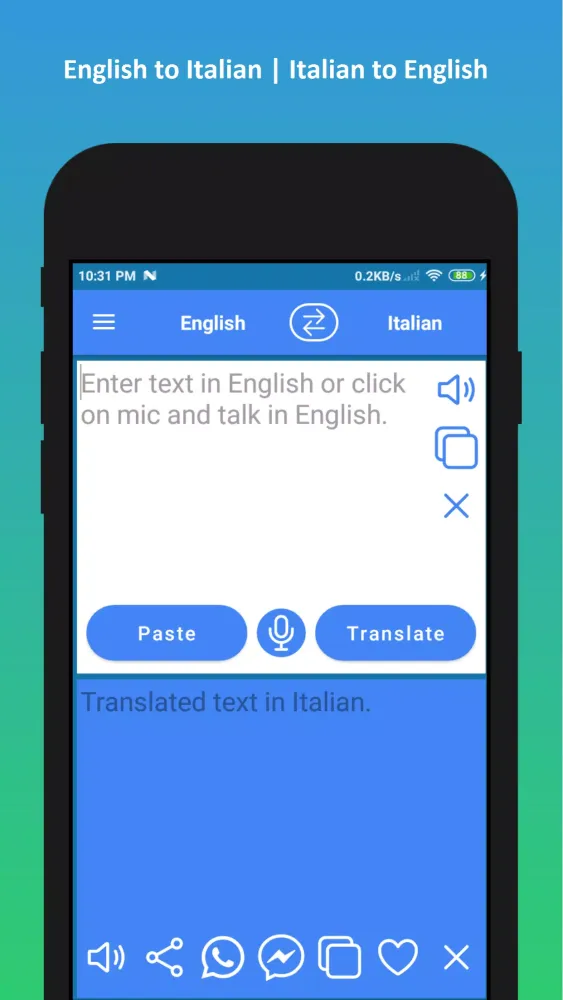 ภาพหน้าจอของ English to Italian Translator