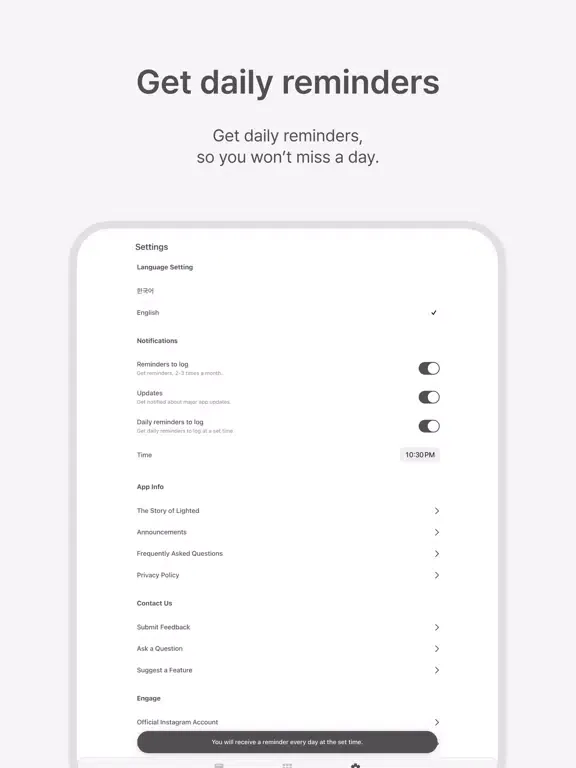 Lighted - Journaling Made Easy iPad  스크린샷