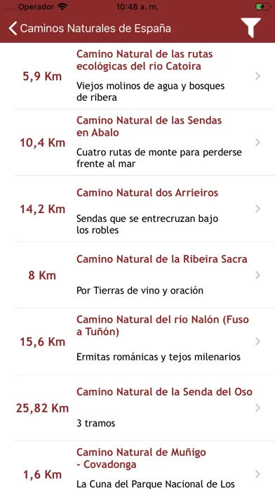 Tangkapan skrin Caminos Naturales