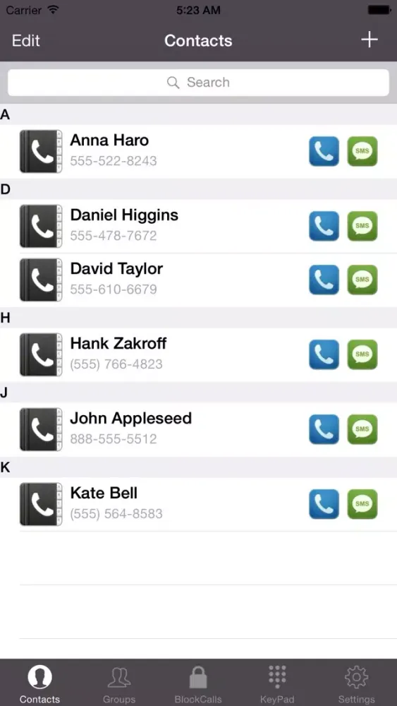 ภาพหน้าจอของ iBlacklist - contacts group manager