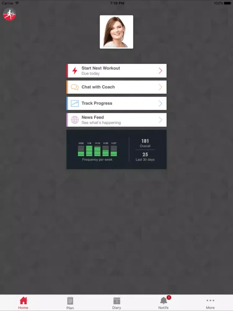Tangkapan skrin Fit Trainer. iPad 
