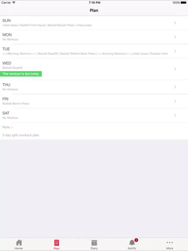 Tangkapan skrin Fit Trainer. iPad 