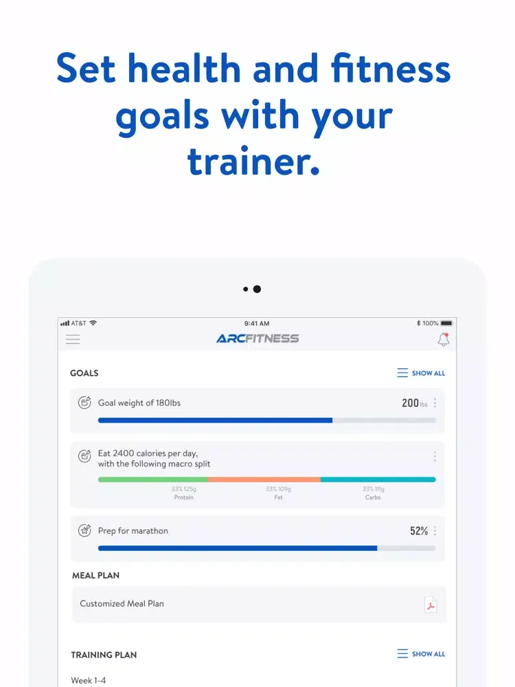 Capturas de tela do ARC Fitness Online iPad 
