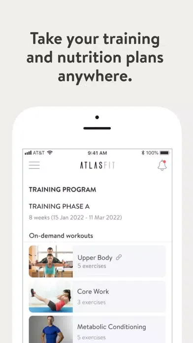 Capturas de tela do Atlas Fit Online