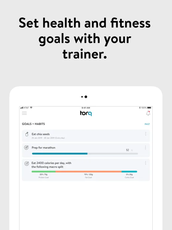 Tangkapan layar Torq Personal Training iPad 
