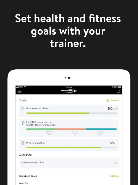 Performance Health and Fitness iPad  Screenshots