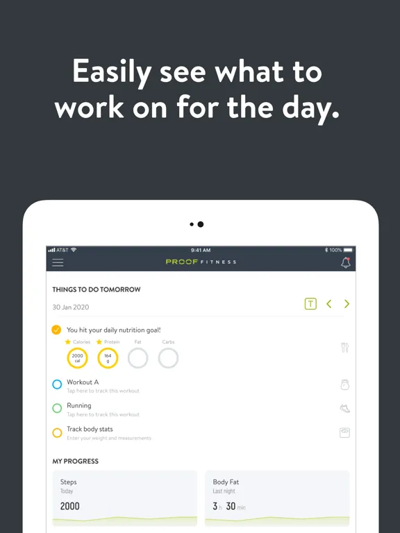 Capturas de tela do PROOF FITNESS Online iPad 
