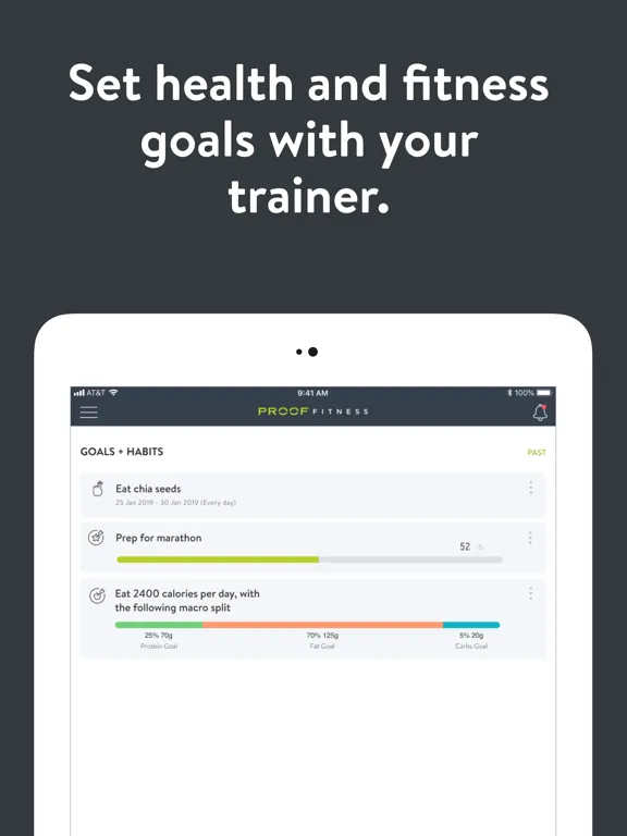 Capturas de tela do PROOF FITNESS Online iPad 