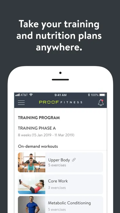 Capturas de tela do PROOF FITNESS Online