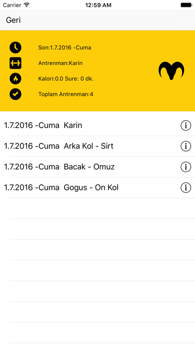 Ảnh chụp màn hình của Kocum Benim - Gym Tracker