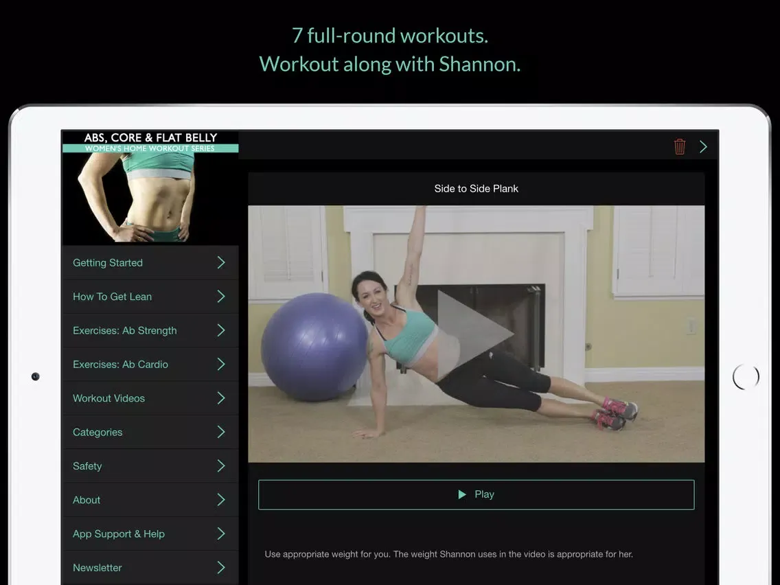 Abs, Core & Flat Belly: Women's Home Workout Series iPad  スクリーンショット