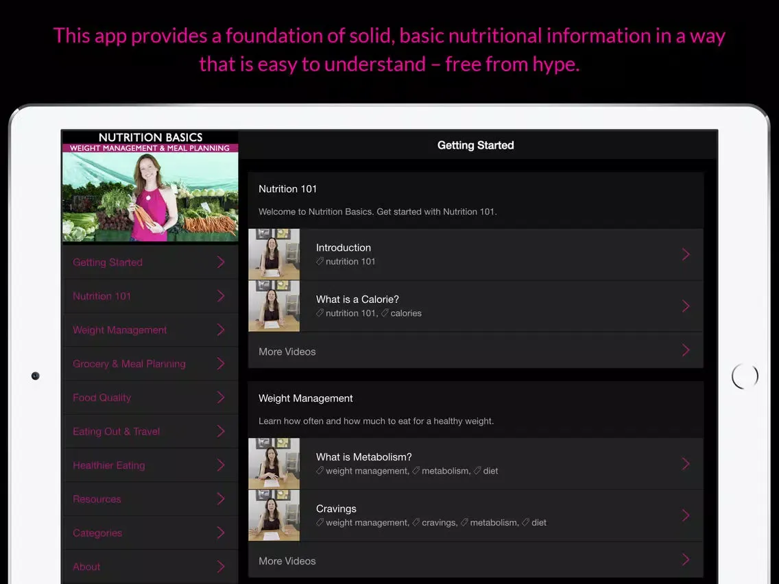 Capturas de tela do Nutrition Basics: Weight Management & Meal Planning iPad 