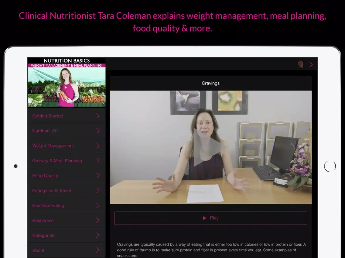 Capturas de tela do Nutrition Basics: Weight Management & Meal Planning iPad 