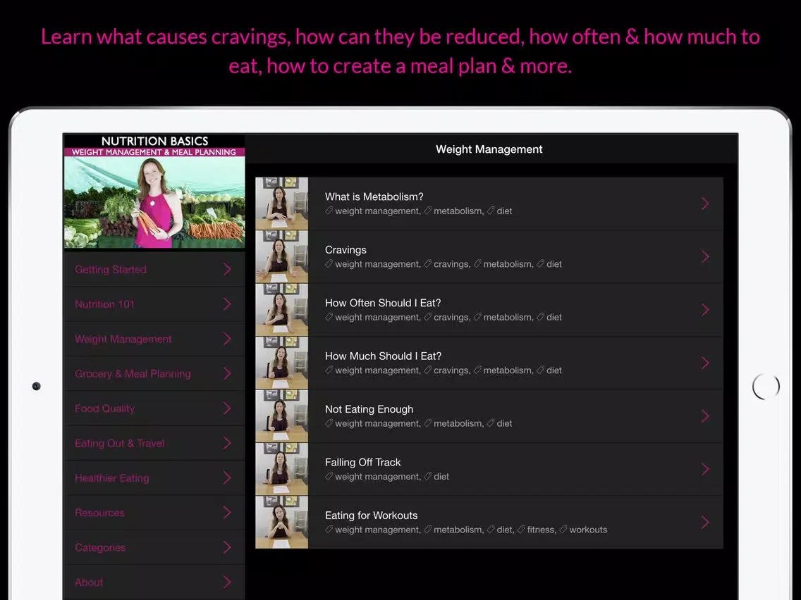 Capturas de tela do Nutrition Basics: Weight Management & Meal Planning iPad 