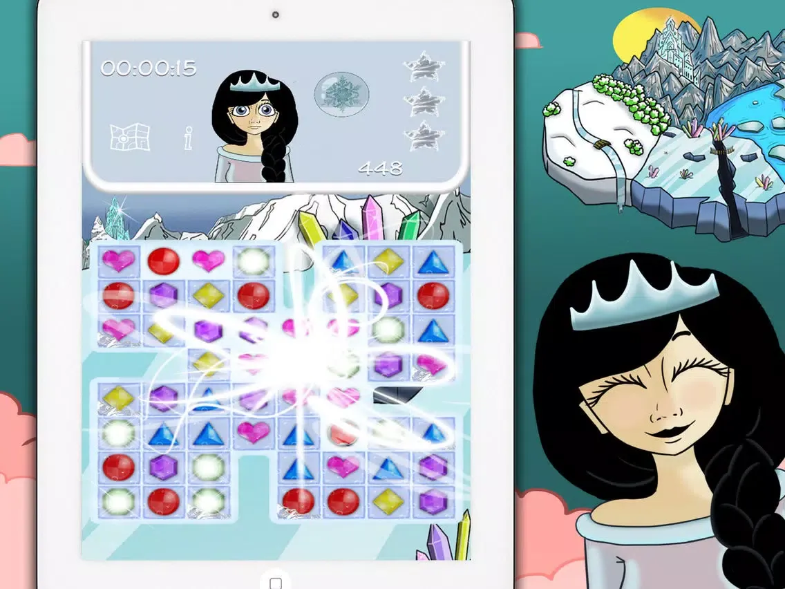 Ice Princess jeweled crush – funny bubble game for kids and adults iPad  Screenshots