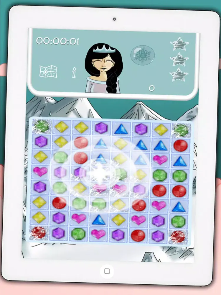 Ice Princess jeweled crush – funny bubble game for kids and adults iPad  Screenshots
