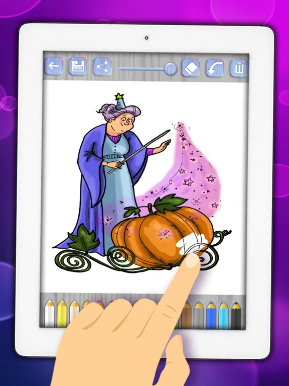 Paint Cinderella drawing in princess coloring book iPad 應用截圖
