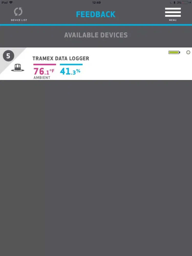 Tramex Feedback Data Logger iPad  Screenshots