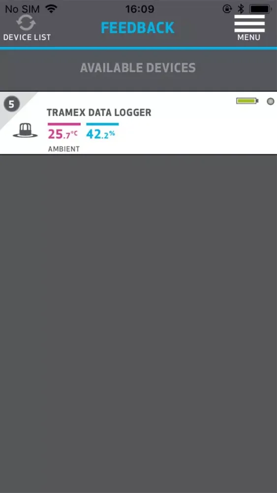 Tramex Feedback Data Logger Screenshots