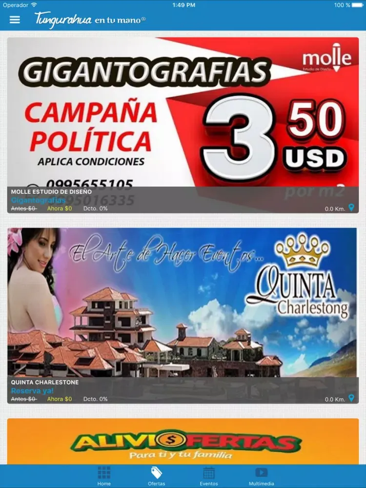 Tangkapan layar Tungurahua en tu Mano iPad 