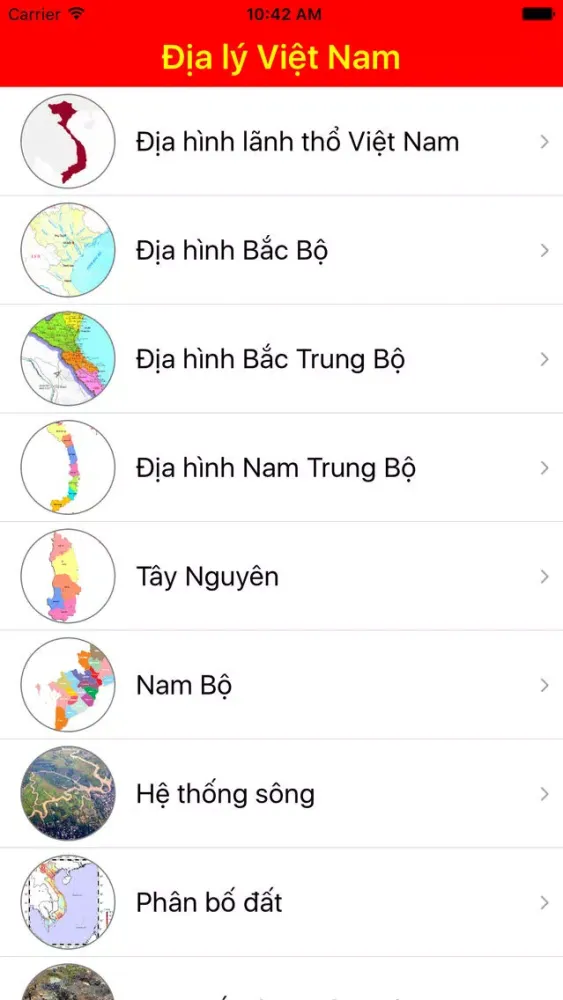 Capturas de tela do Địa lý Việt Nam