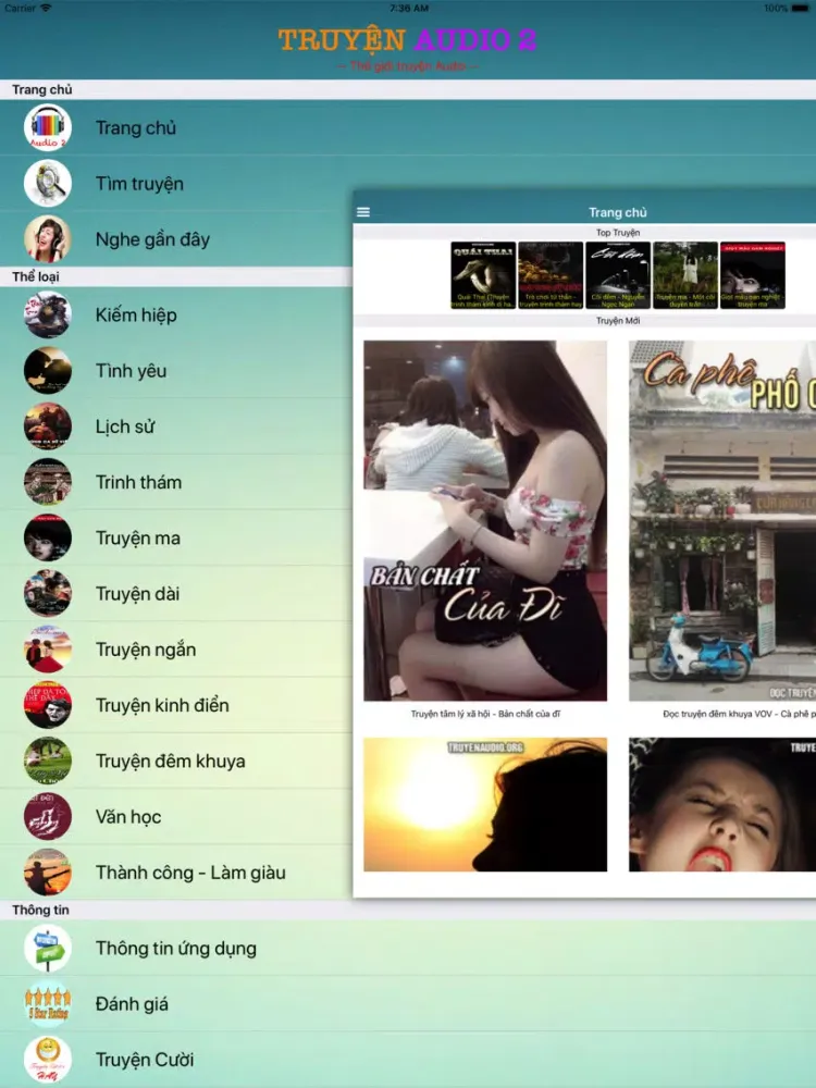 Tangkapan layar Truyện Audio 2 iPad 