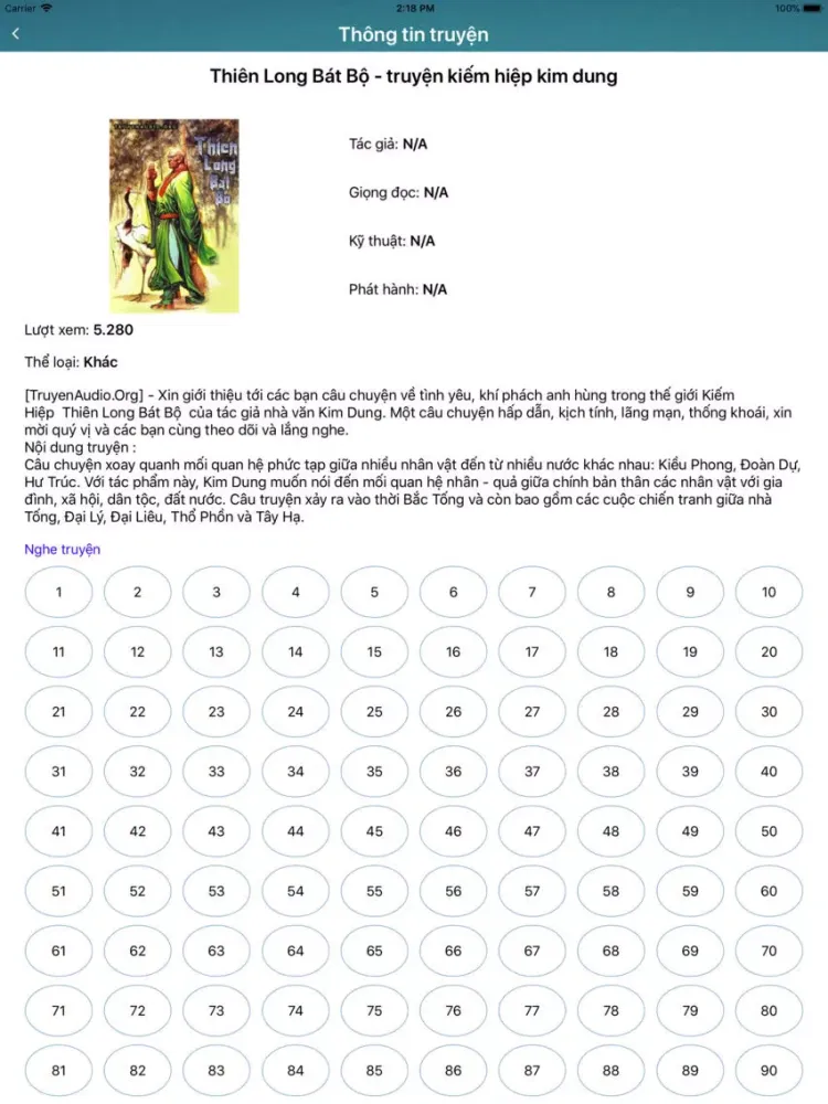 Tangkapan layar Truyện Audio 2 iPad 