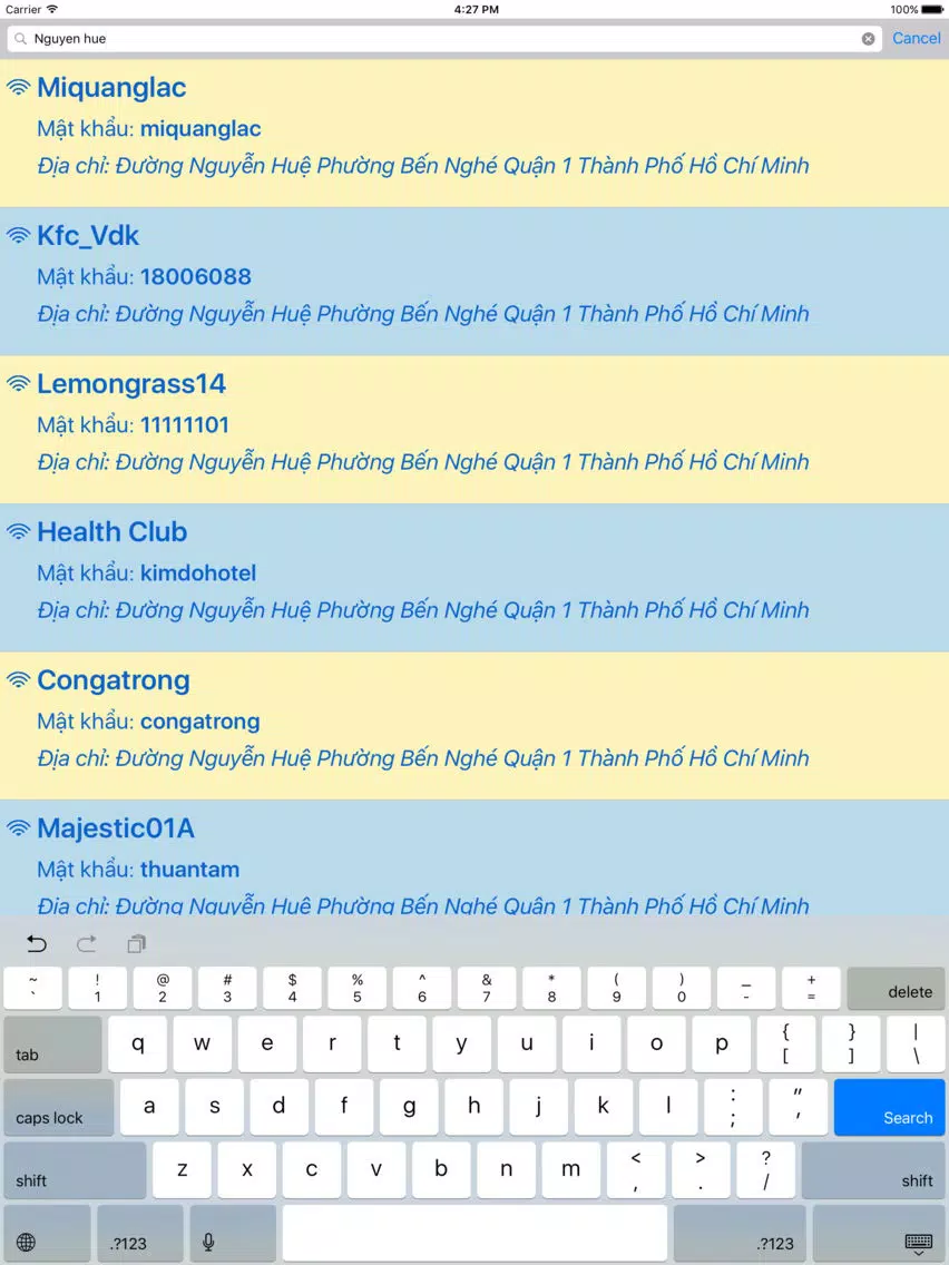 Tangkapan skrin Wifi Free - Hồ Chí Minh City iPad 