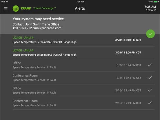 Trane BAS Occupant iPad  স্ক্রিনশট