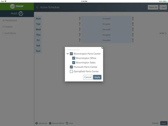 Trane Pivot iPad  Screenshots