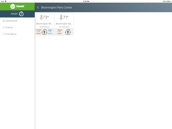 Trane Pivot iPad  Screenshots