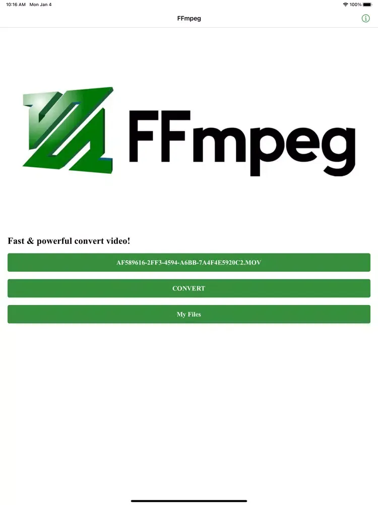 Captures d'écran de FFmpeg Video Converter iPad 