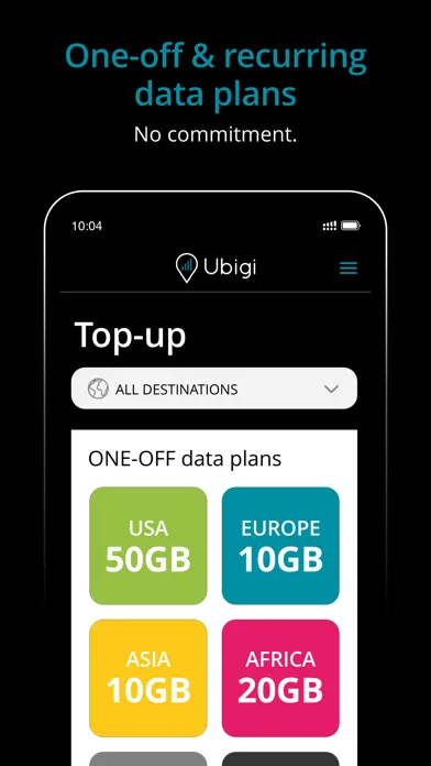 Capturas de tela do Ubigi: Travel eSIM & data plan