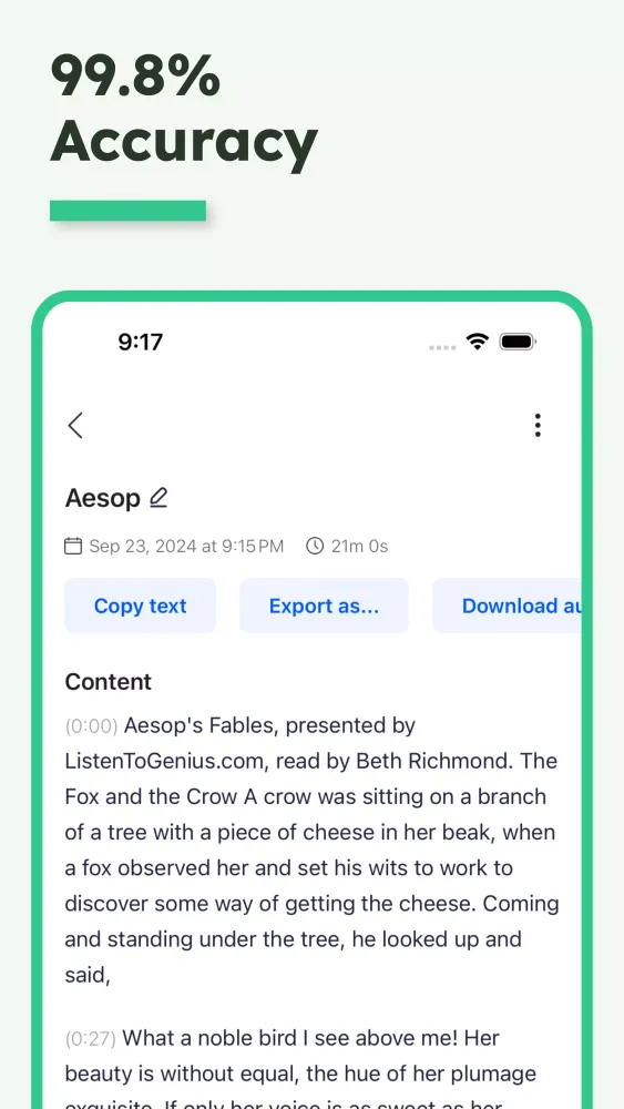 Capturas de pantalla de Transcribe Audio to text