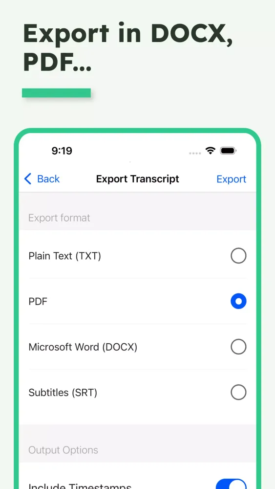Capturas de pantalla de Transcribe Audio to text