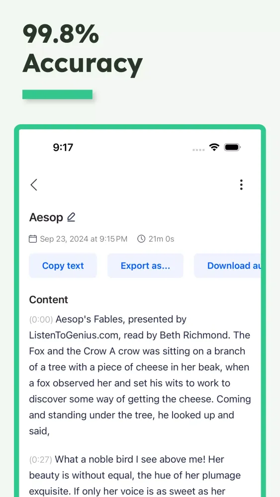 Capturas de pantalla de Transcribe Audio to text