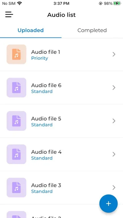 Capturas de tela do TranScribe App